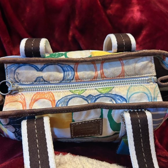 Gorgeous Vintage COACH 10454 Patchwork Handbag Multicolor Canvas & Leather Y2K - Picture 7 of 13